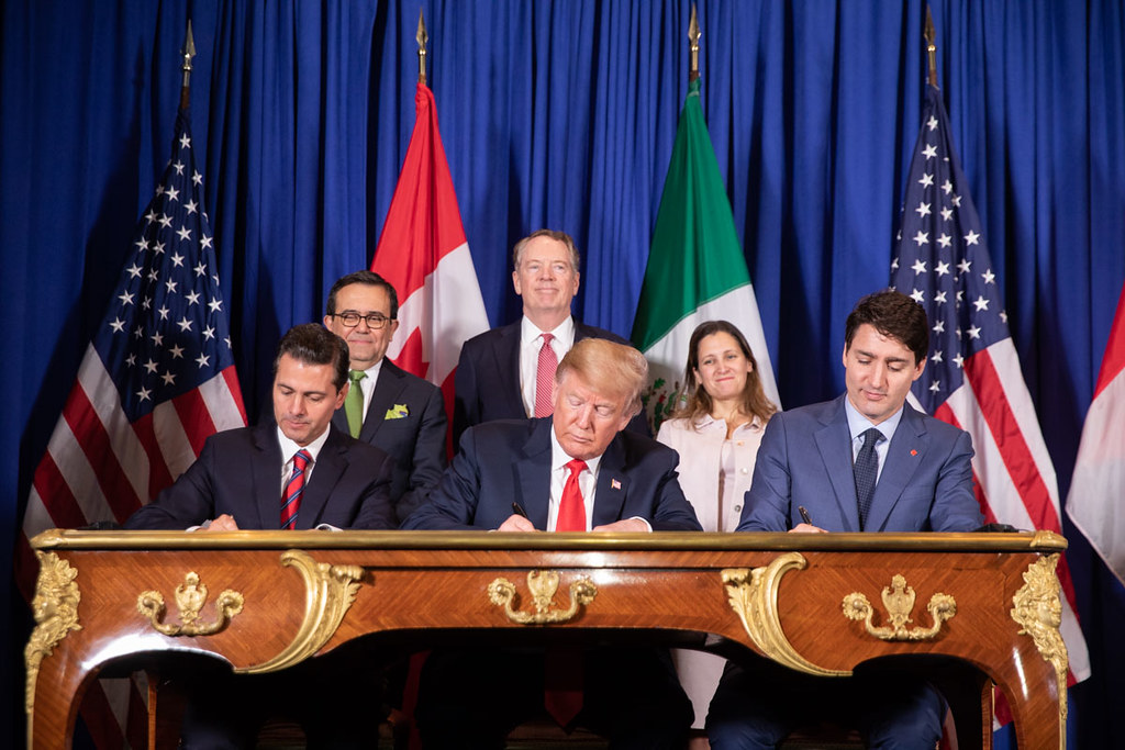 President Donald J. Trump is joined by Mexican President Enrique Pena Nieto and Canadian Prime Minister Justin Trudeau at the USMCA signing ceremony Friday, Nov. 30, 2018, in Buenos Aires, Argentina.