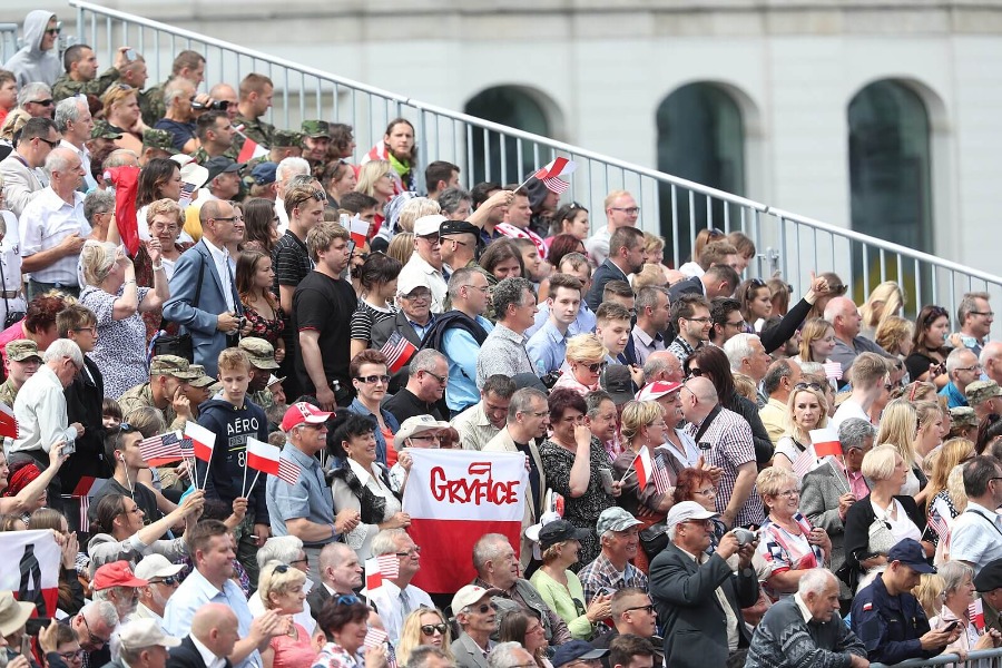 Picture showing crowds at a visit of the US President Donald Trump in Poland 2017